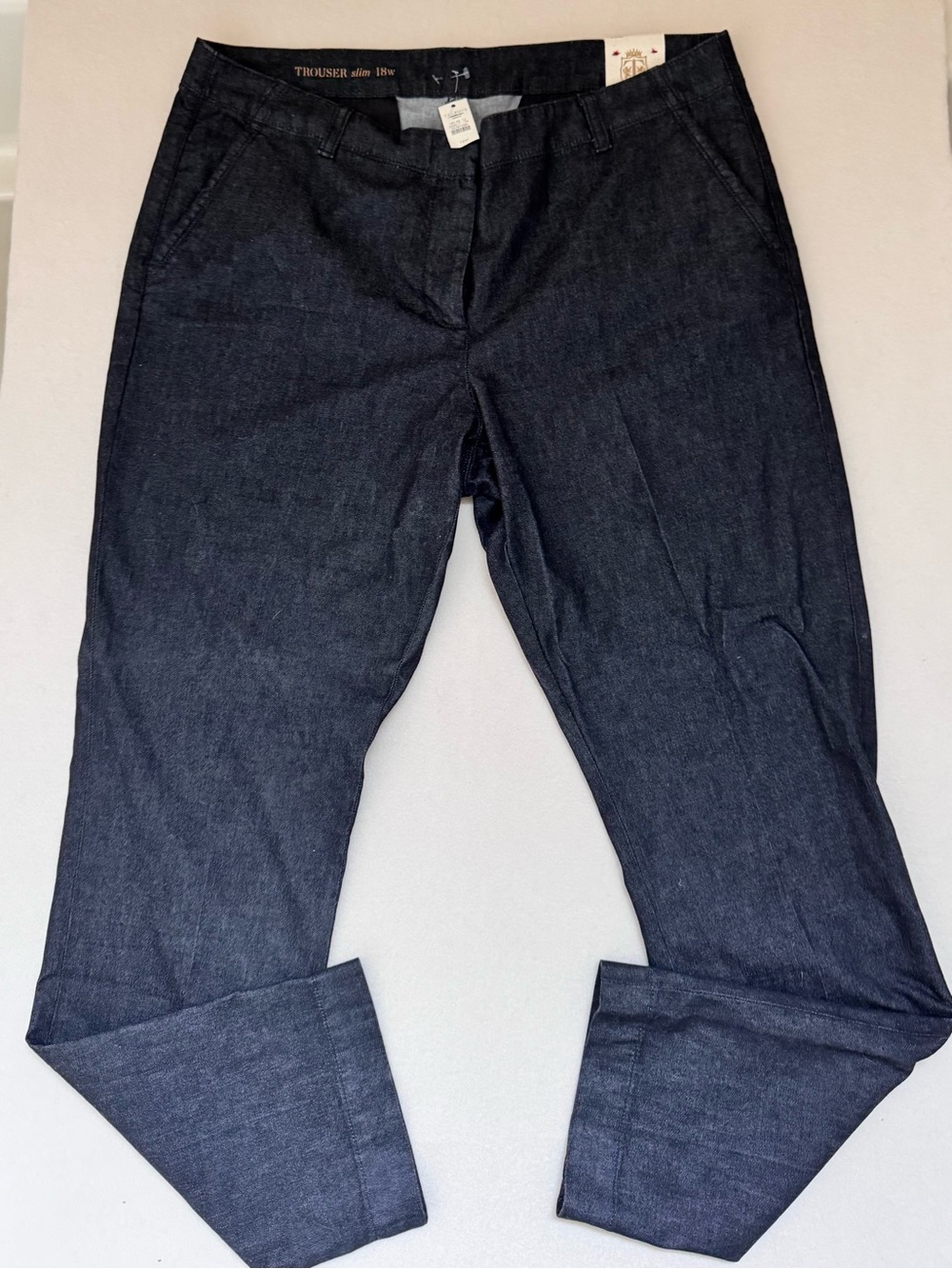 Talbots Trouser Jeans Tab Waist Dark Wash 18W NWT